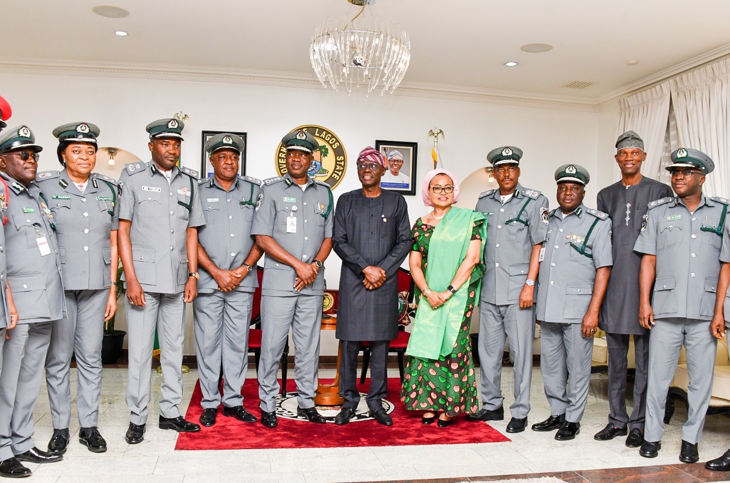 ACTING COMPTROLLER-GENERAL, NIGERIA CUSTOMS SERVICE, BASHIR ADENIYI PAYS COURTESY VISIT TO GOVERNOR SANWO-OLU AT LAGOS HOUSE, MARINA